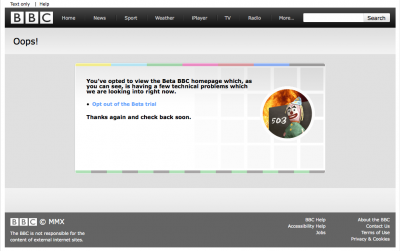 BBC Outage page on April 12th 2010