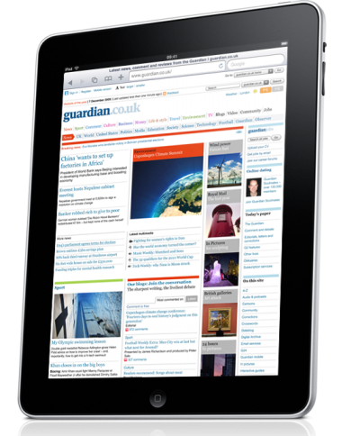 picture of the iPad showing The Guardian